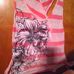 Coral & white tank top